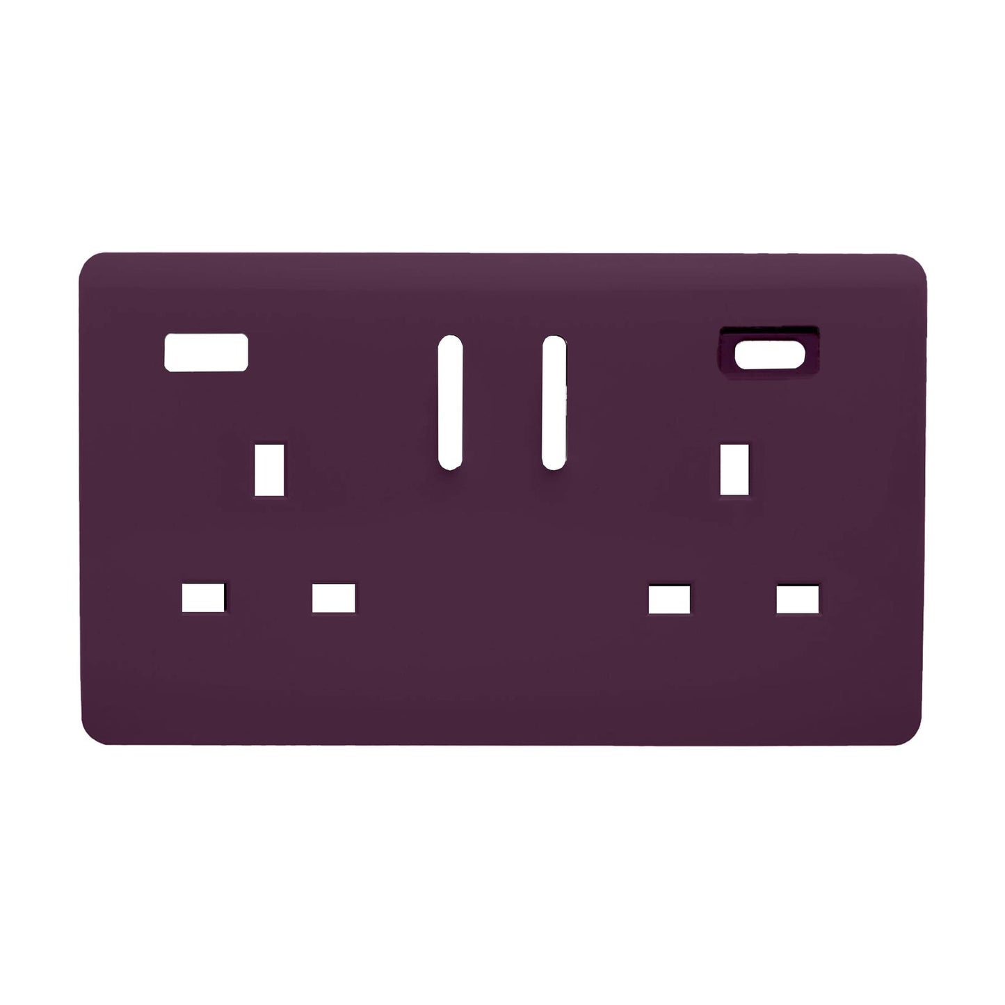 Trendi Switch 2 Gang Type A&C USB Spare Faceplate For Modern Designer Plug Socket in Plum Purple
