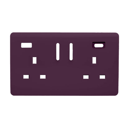 Trendi Switch 2 Gang Type A&C USB Spare Faceplate For Modern Designer Plug Socket in Plum Purple