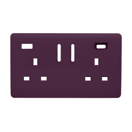 Trendi Switch 2 Gang Type A&C USB Spare Faceplate For Modern Designer Plug Socket in Plum Purple