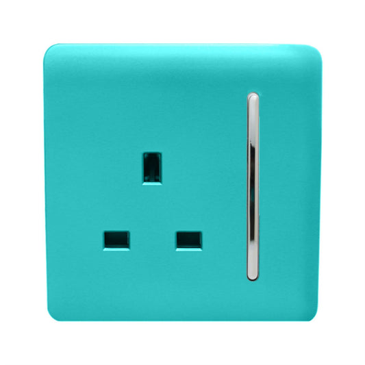 Trendi Switch 1 Gang 13 Amp Switched Plug Socketin Bright Teal