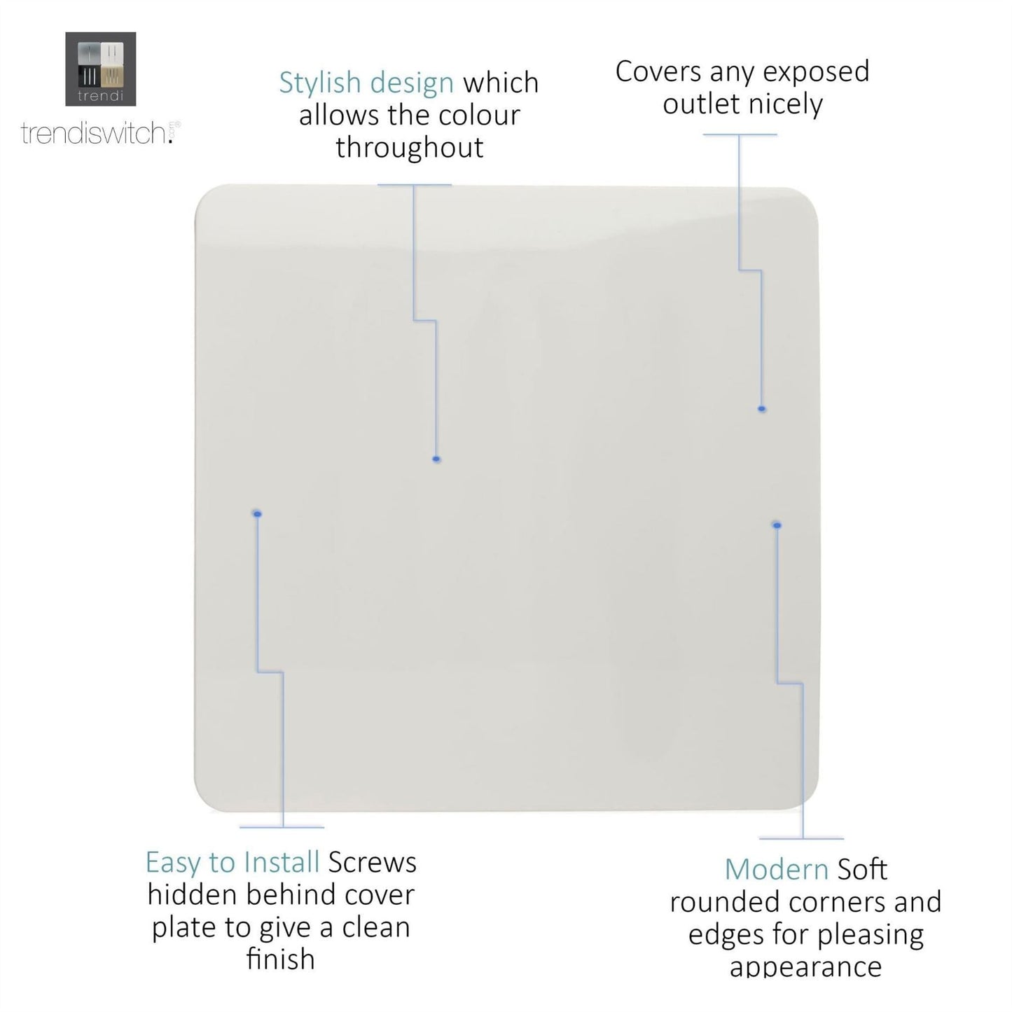 Trendi Switch Single Blanking Platein Ice White