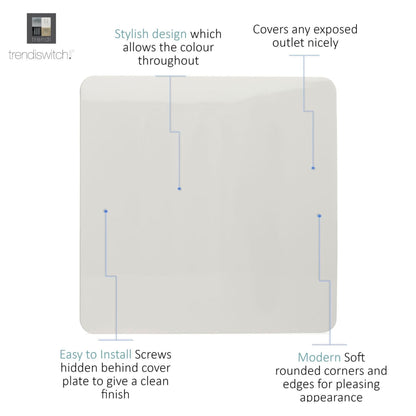 Trendi Switch Single Blanking Plate in Ice White