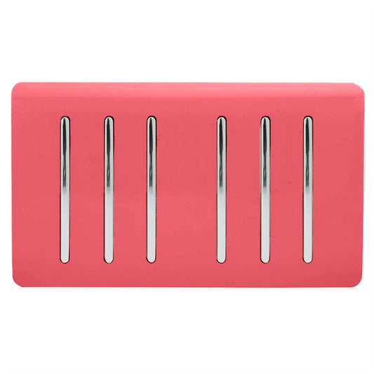 Trendi Switch 6 Gang 1 or 2 Way Light Switchin Strawberry Red