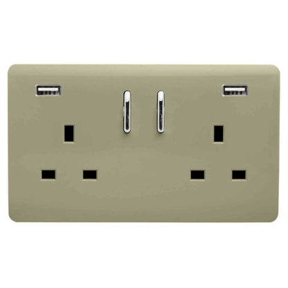 Trendi Switch 2 Gang USB 3100mA Plug Socket in Champagne Gold