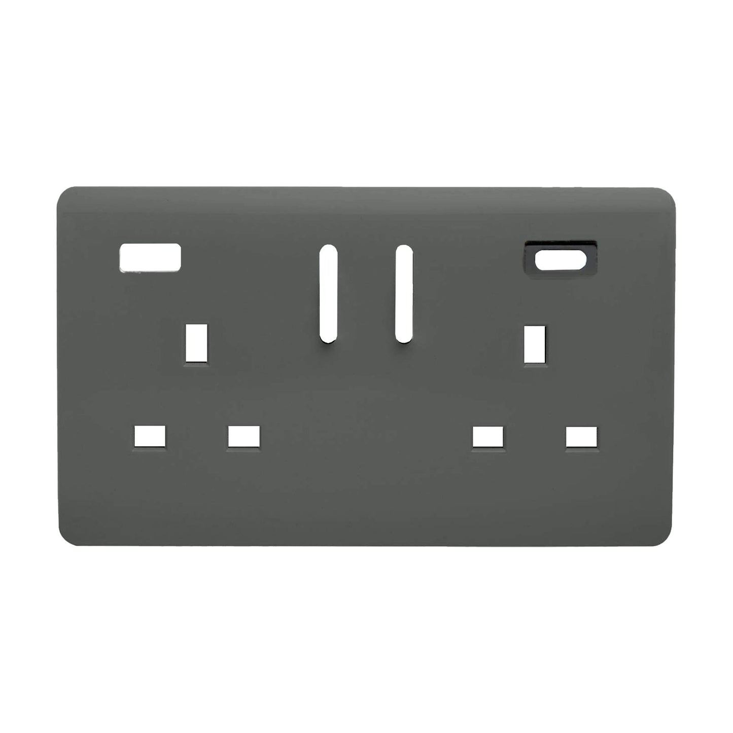 Trendi Switch 2 Gang Type A&C USB Spare Faceplate For Modern Designer Plug Socket in Charcoal Grey