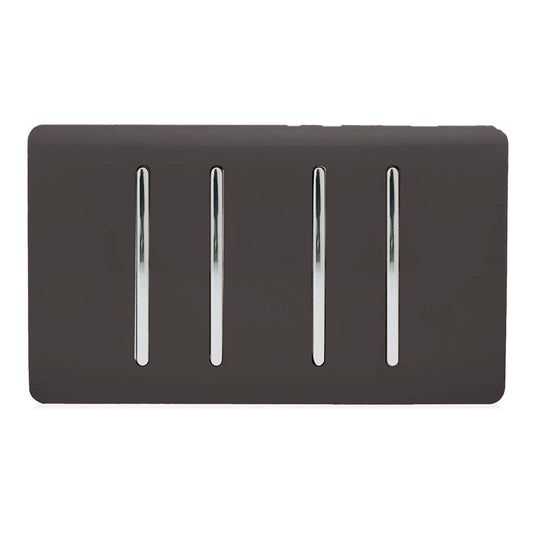 Trendi Switch 4 Gang Light Switch (2x 1 or 2 Way & 2 x Intermediate)in Dark Mocha Brown