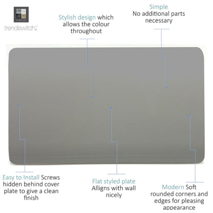 Trendi Switch Double Blanking Plate in Light Grey