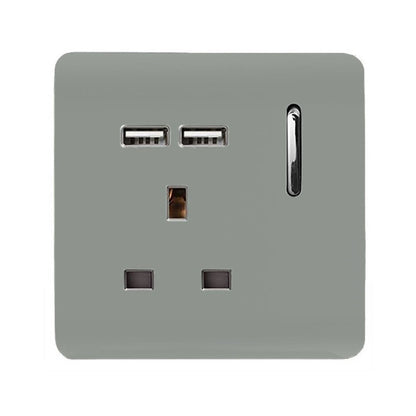 Trendi Switch 1 Gang USB 2100mA Plug Socket in Platinum Silver