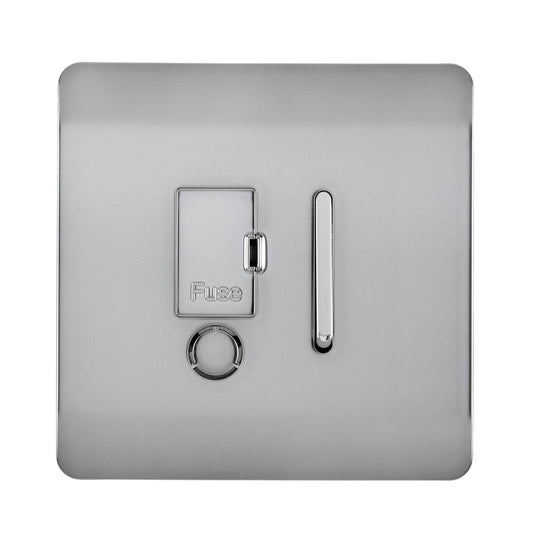 Trendi Switch 13 Amp Fused Spur with Flex Outletin Brushed Steel