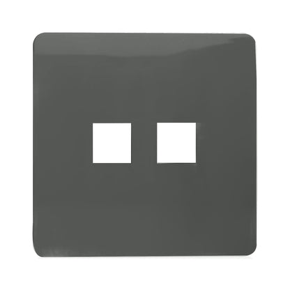 Trendi Switch 2 Gang Spare Faceplate For Modern Designer Telephone Slave Socket in Charcoal Grey