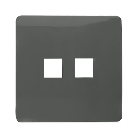 Trendi Switch 2 Gang Spare Faceplate For Modern Designer Telephone Slave Socket in Charcoal Grey