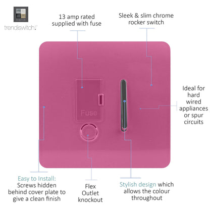 Trendi Switch 13 Amp Fused Spur with Flex Outlet in Candy Pink