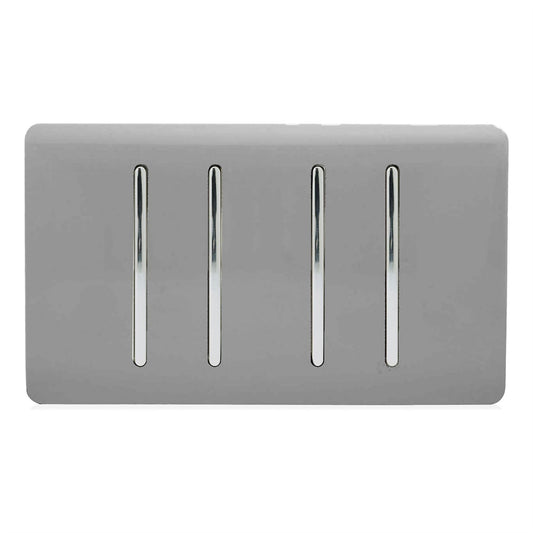 Trendi Switch 4 Gang Light Switch (3x 1 or 2 Way & 1 x Intermediate)in Light Grey