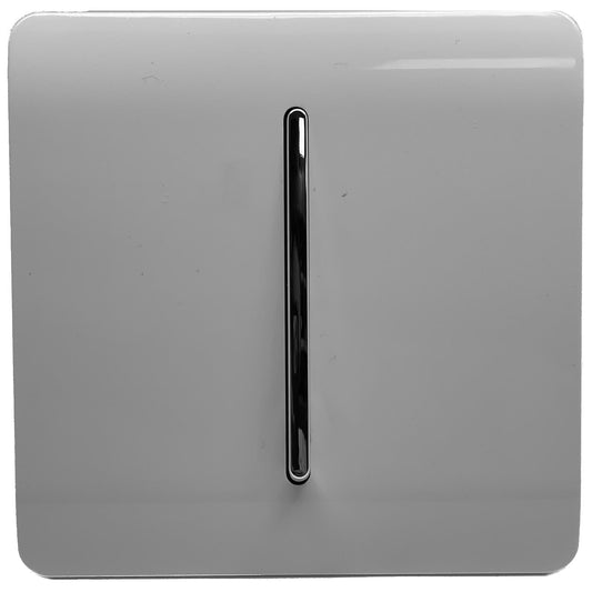 Trendi 1 Gang 1 Way Artistic Modern Glossy 10 Amp Rocker Tactile Light Switch Light Grey