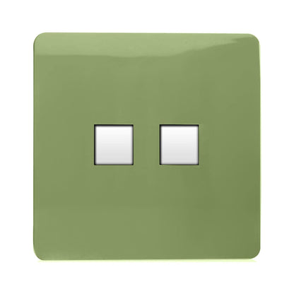 Trendi Switch 2 Gang Cat 3 Telephone Slave Socket in Moss Green