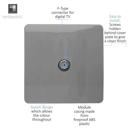 Trendi Switch 1 Gang Male F-Type Satellite Television Socket in Light Grey