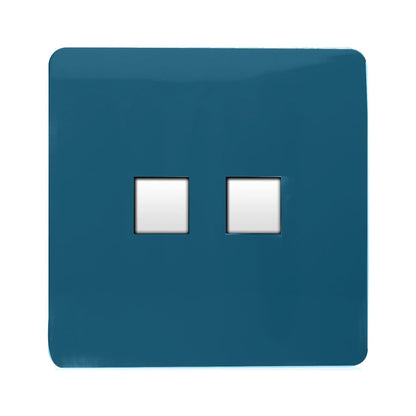 Trendi Switch 2 Gang Cat 3 Telephone Slave Socket in Midnight Blue