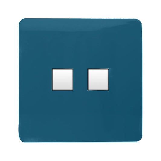 Trendi Switch 2 Gang Cat 3 Telephone Slave Socketin Midnight Blue