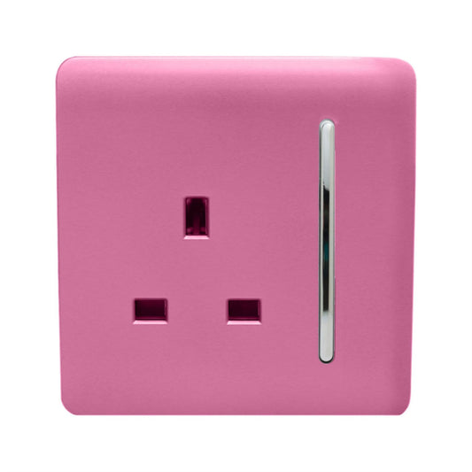 Trendi Switch 1 Gang 13 Amp Switched Plug Socketin Candy Pink