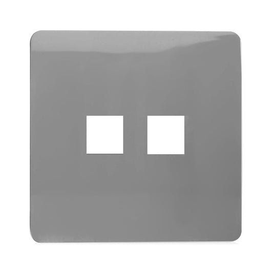 Trendi Switch 2 Gang Spare Faceplate For Modern Designer Telephone Slave Socket in Light Grey