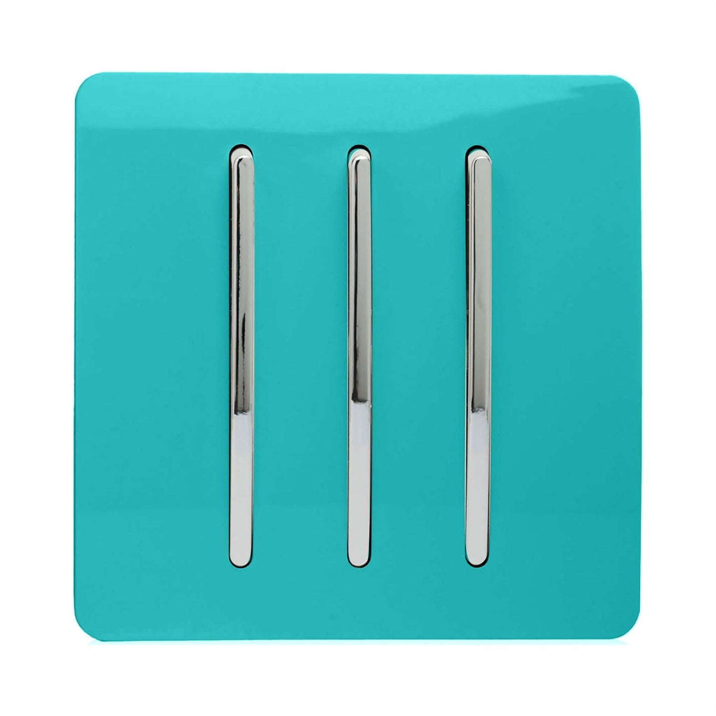 Trendi Switch 3 Gang 1 or 2 way Rocker Light Switch in Bright Teal