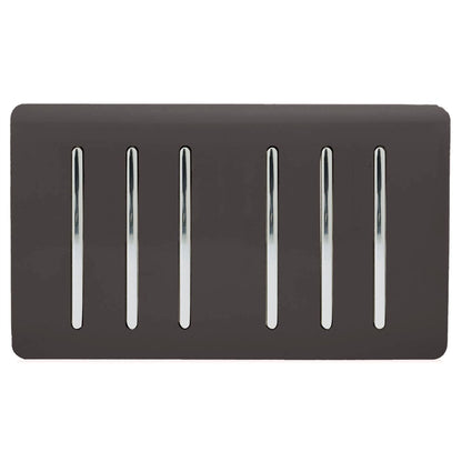 Trendi Switch 6 Gang 1 or 2 Way Light Switch in Dark Mocha Brown