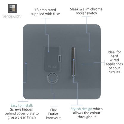 Trendi Switch 13 Amp Fused Spur with Flex Outlet in Warm Grey