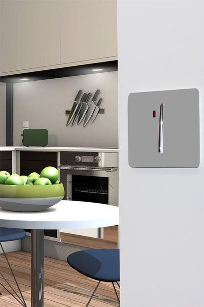 Trendi Switch 1 Gang 45 Amp Cooker Switch with Neon in Light Grey