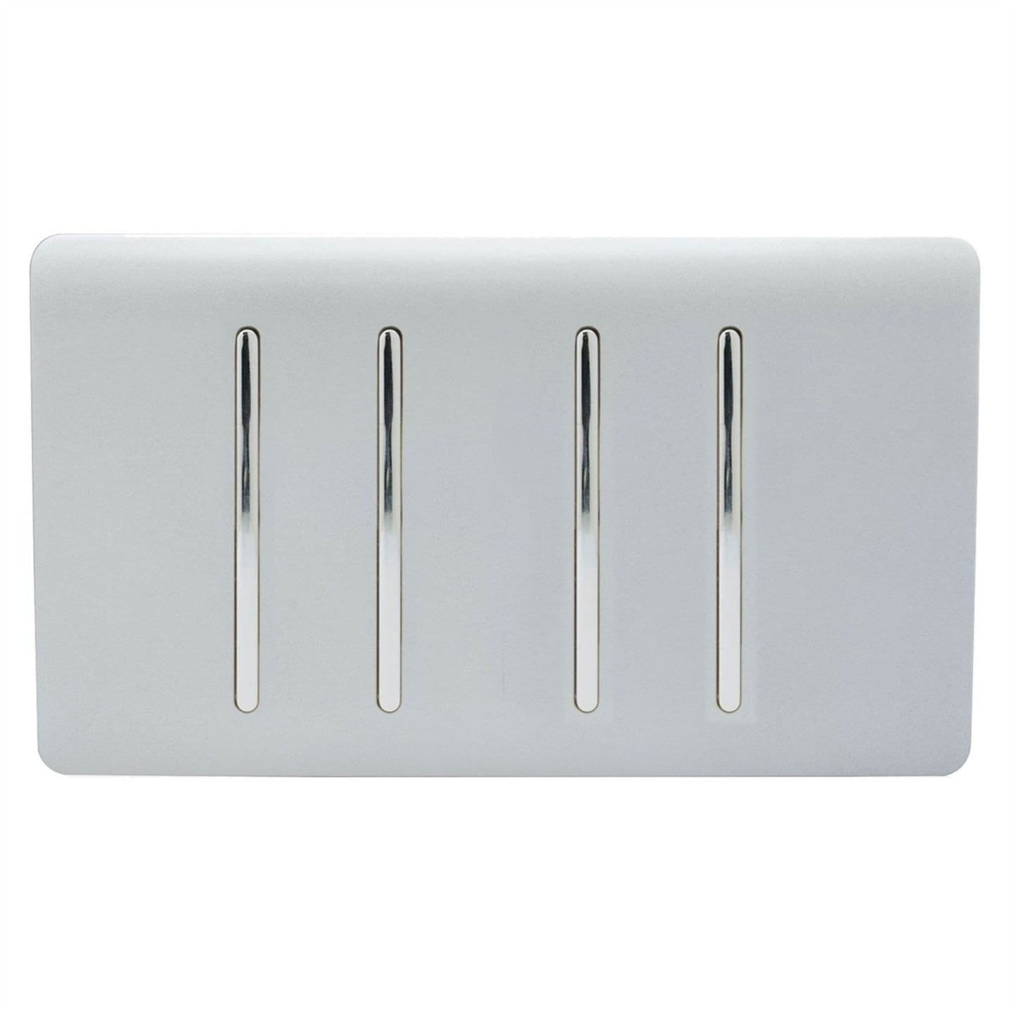 Trendi Switch 4 Gang Spare Twin Faceplate for Modern Designer Light Switch in Platinum Silver