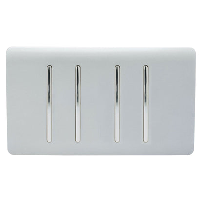 Trendi Switch 4 Gang Spare Twin Faceplate for Modern Designer Light Switch in Platinum Silver