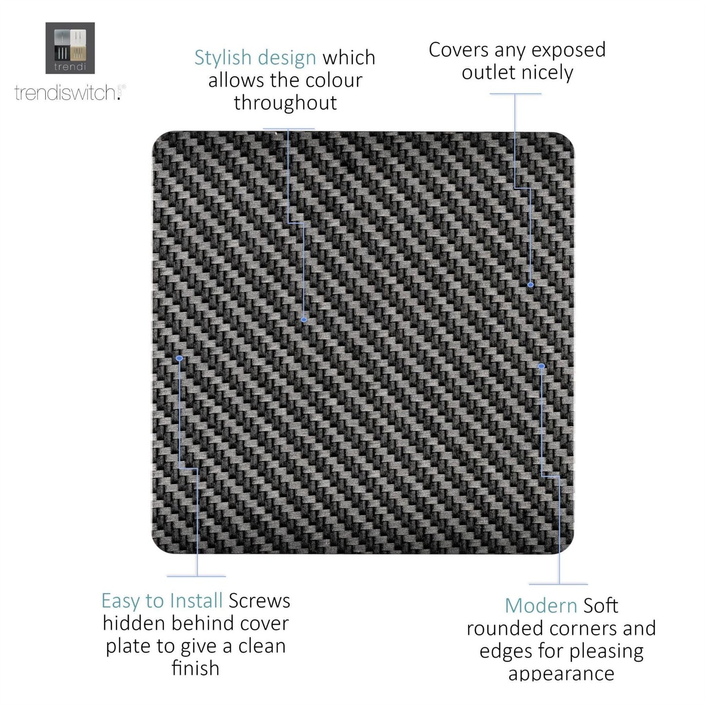 Trendi Switch Single Blanking Platein Carbon Fibre