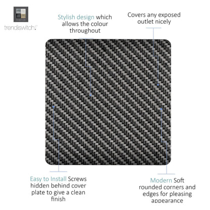 Trendi Switch Single Blanking Plate in Carbon Fibre