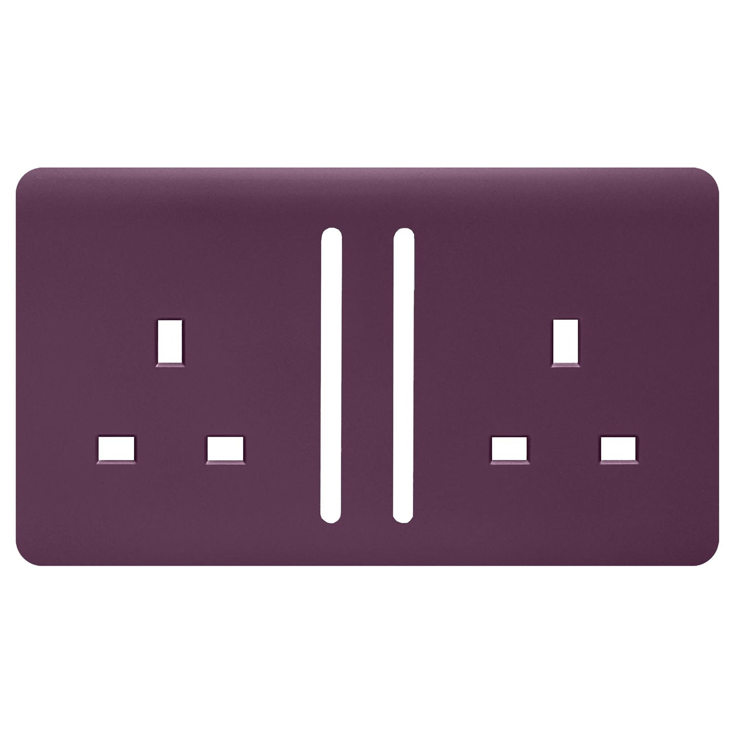 Trendi Switch 2 Gang Long Switched Spare Faceplate For Modern Designer Plug Socket in Plum Purple