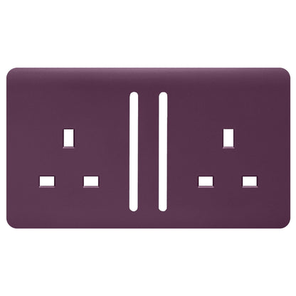 Trendi Switch 2 Gang Long Switched Spare Faceplate For Modern Designer Plug Socket in Plum Purple