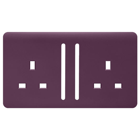 Trendi Switch 2 Gang Long Switched Spare Faceplate For Modern Designer Plug Socket in Plum Purple