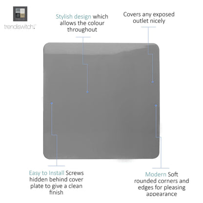 Trendi Switch Single Blanking Plate in Light Grey