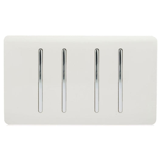Trendi Switch 4 Gang Light Switch (2x 1 or 2 Way & 2 x Intermediate)in Ice White