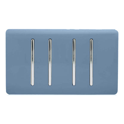 Trendi Switch 4 Gang 1 or 2 Way Light Switch in Sky Blue