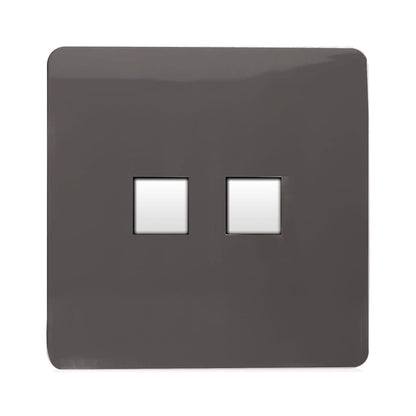 Trendi Switch 2 Gang RJ45 Cat 5e PC Ethernet Socket in Dark Mocha Brown
