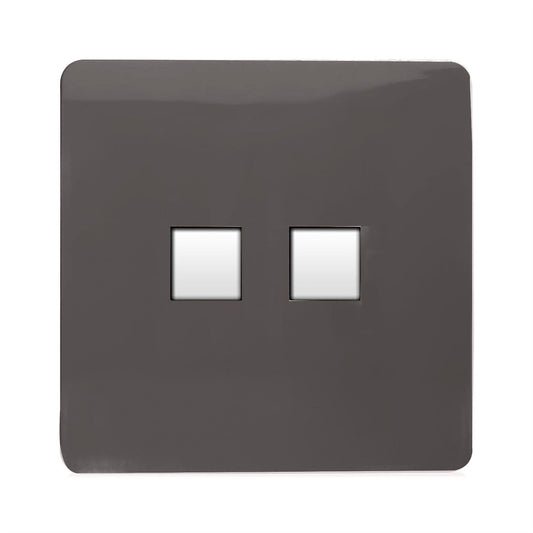 Trendi Switch 2 Gang RJ45 Cat 5e PC Ethernet Socketin Dark Mocha Brown