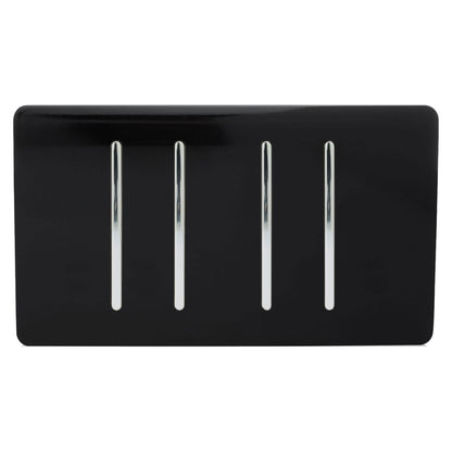 Trendi Switch 4 Gang 1 or 2 Way Light Switch in Piano Black