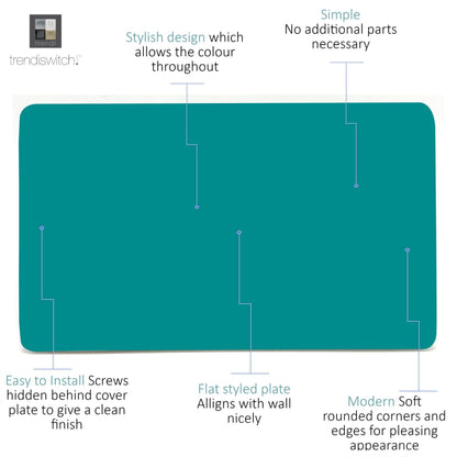 Trendi Switch Double Blanking Plate in Bright Teal