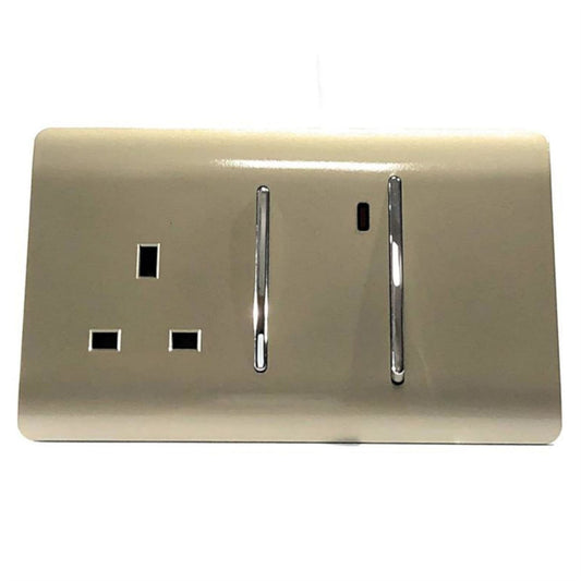 Trendi Switch 45 Amp Cooker Switch & 13 Amp Plug Socket with Neonin Champagne Gold