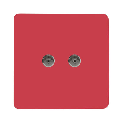 Trendi Switch 2 Gang Female Co-Axial Television Socket in Strawberry Red