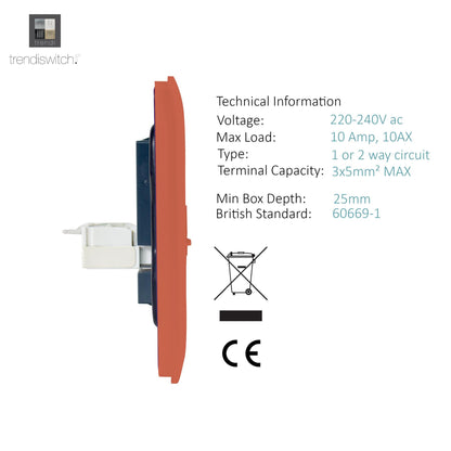 Trendi Switch 2 Gang RJ45 Cat 5e PC Ethernet Socket in Copper