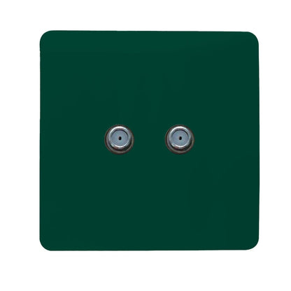 Trendi Switch 2 Gang Male F-Type Satellite Television Socket in Dark Forest Green
