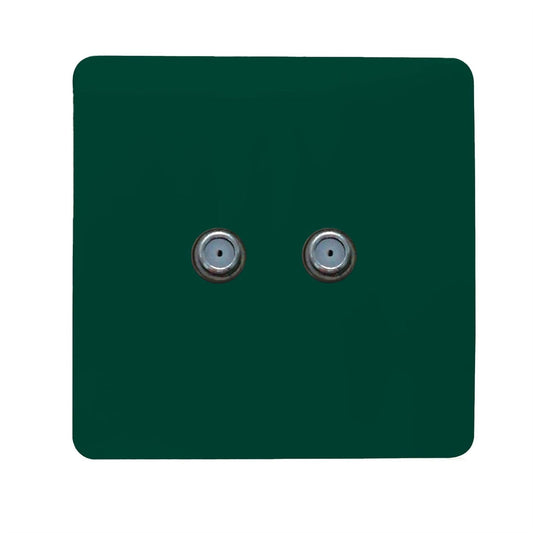 Trendi Switch 2 Gang Male F-Type Satellite Television Socketin Dark Forest Green
