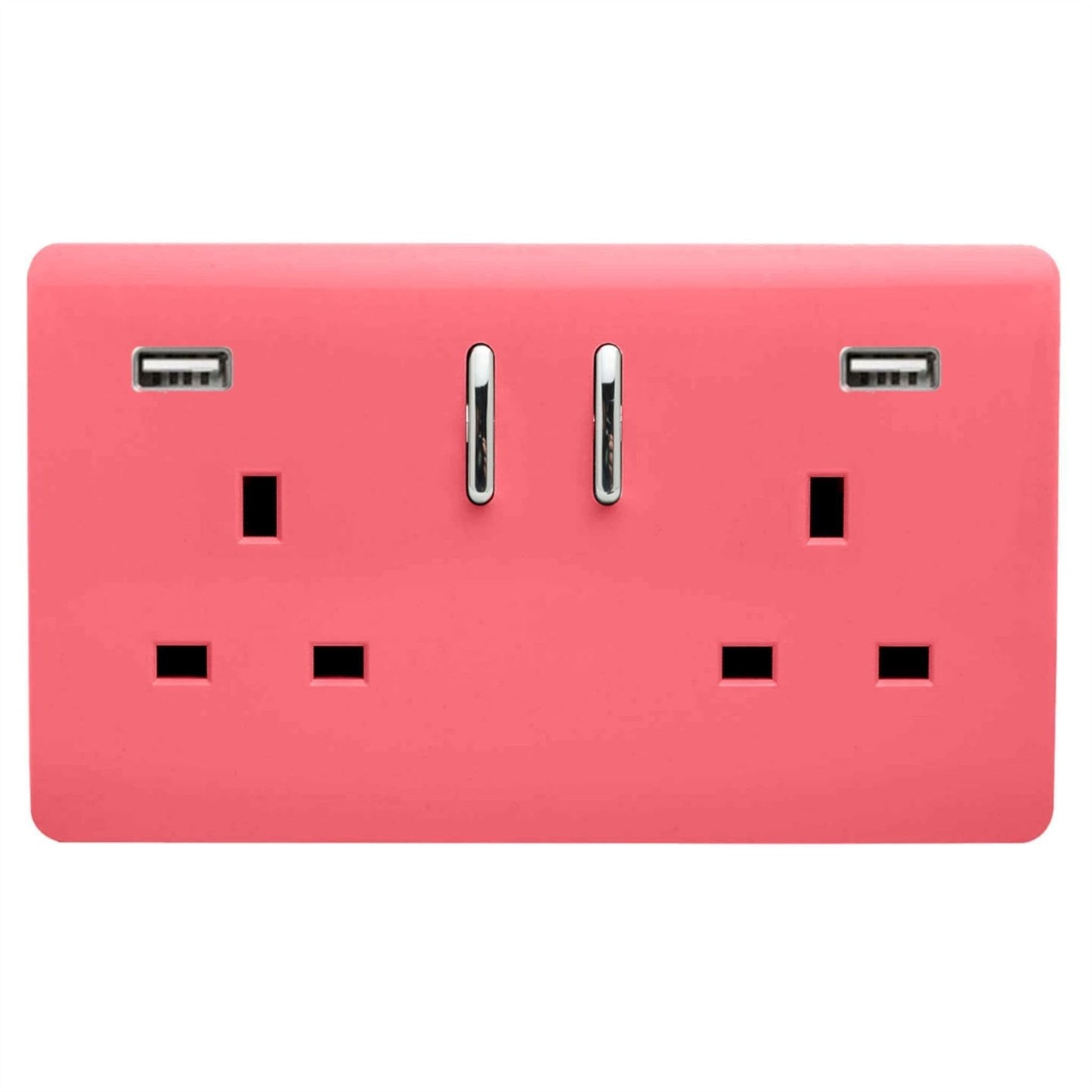 Trendi Switch 2 Gang USB 3100mA Plug Socketin Strawberry Red