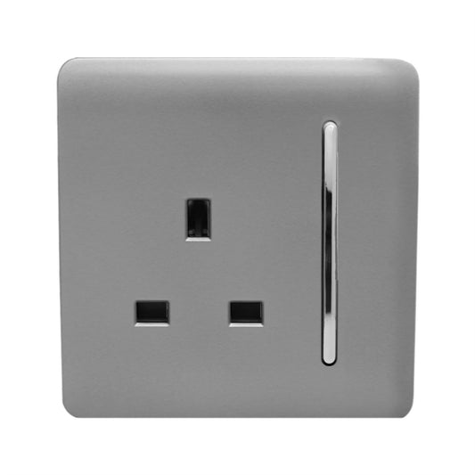 Trendi Switch 1 Gang 13 Amp Switched Plug Socketin Light Grey