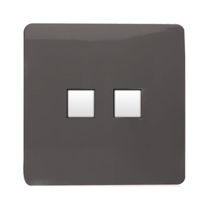Trendi Switch 2 Gang Cat 3 Telephone Slave Socket in Dark Mocha Brown
